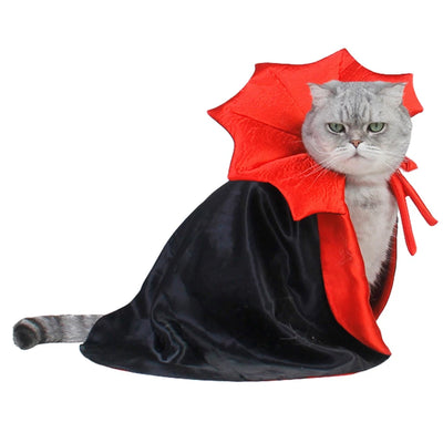 Vibrant Vampire Cloak Pet Costume With Pumpkin Print Fun