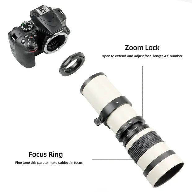 Lightdow 420-800mm F8.3-16 Professional Super Telephoto Manual Zoom Lens with T2 Ring Adapter USA Delivery - My Variety Superstore 25