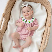 Infant floral embroidered romper – cute baby girl short sleeve jumpsuit for summer