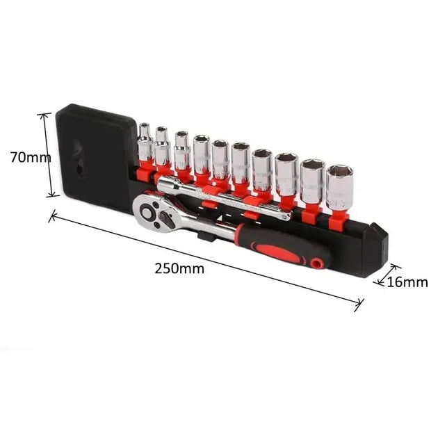 1/4" Ratchet Socket Wrench Set Drive Sockets Set Extension Rod Multi-function Ratchet Spanner Car Motorcycle Repair Hand Tool - My Variety Superstore 25