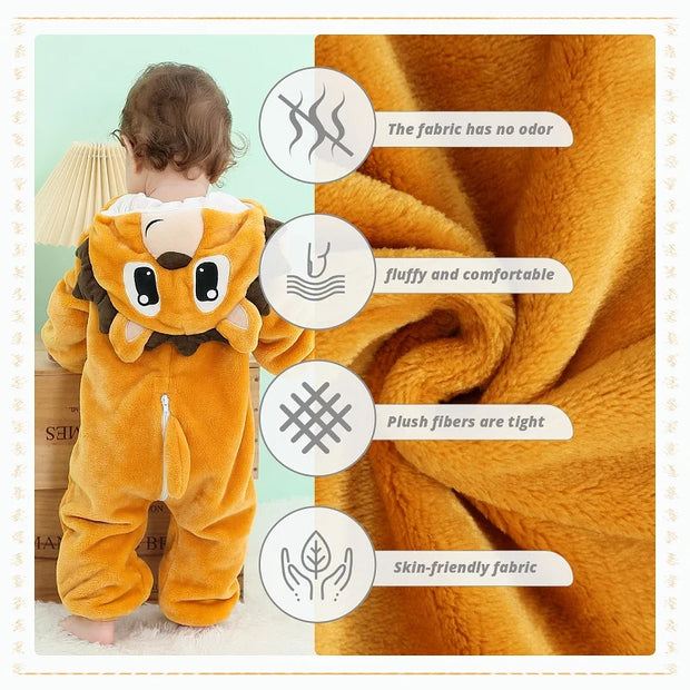 Adorable Dinosaur Baby Romper With Cozy Flannel For Ultimate Warmth