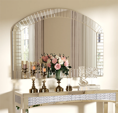 Large Silver Arched Wall Mirror Decorative Venetian Accent Mirror Home Living Room Decor Bling Beveled Edge - My Variety Superstore 25