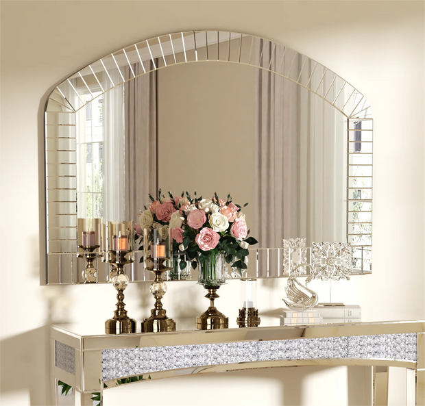 Large Silver Arched Wall Mirror Decorative Venetian Accent Mirror Home Living Room Decor Bling Beveled Edge - My Variety Superstore 25