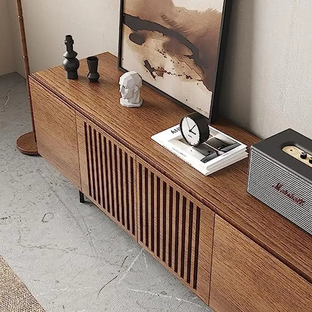 Wood TV Stand 65-Inch Flat Screen Television with Storage Mid Century Entertainment Center Rustic Design Sturdy Construction 4 - My Variety Superstore 25