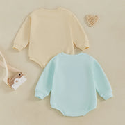 Adorable matching baby twins romper set with cozy embroidered designs for boys & girls