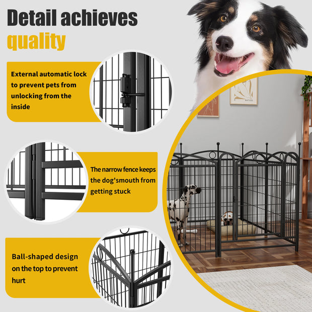 Dog Playpen Indoor 32 inch 8 Panels Metal Dog Pen Pet Dog Fence Outdoor Exercise Pen with Doors, Heavy Duty Dog Fence Puppy Pen - My Variety Superstore 25