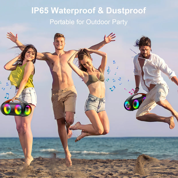 40W Waterproof Bluetooth Speaker Portable Wireless Outdoor Party Boombox Speaker Deep Rich Bass Dazzling LED Light - My Variety Superstore 25