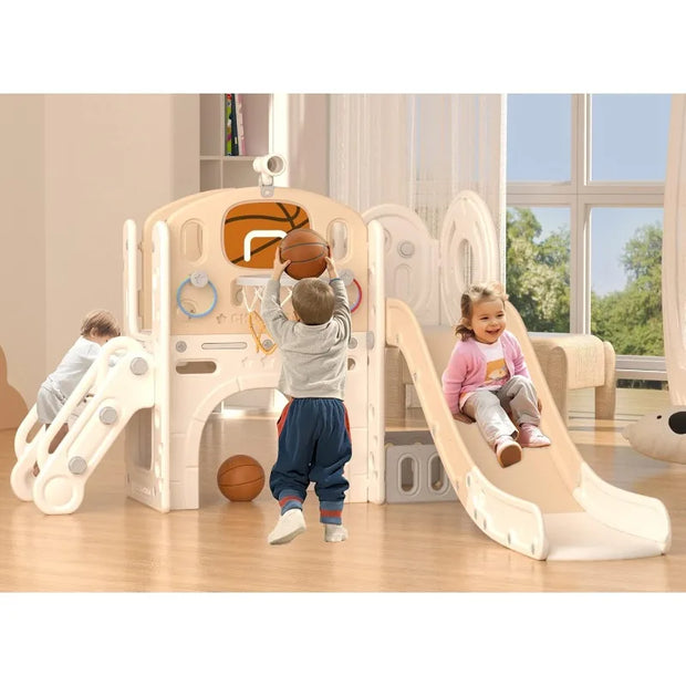 XJD 8 in 1 Toddler Slide Set,Kids Climber Slide PlaySet with Basketball Hoop and Ball,Outdoor Indoor Playground for Toddlers 1-3 - My Variety Superstore 25