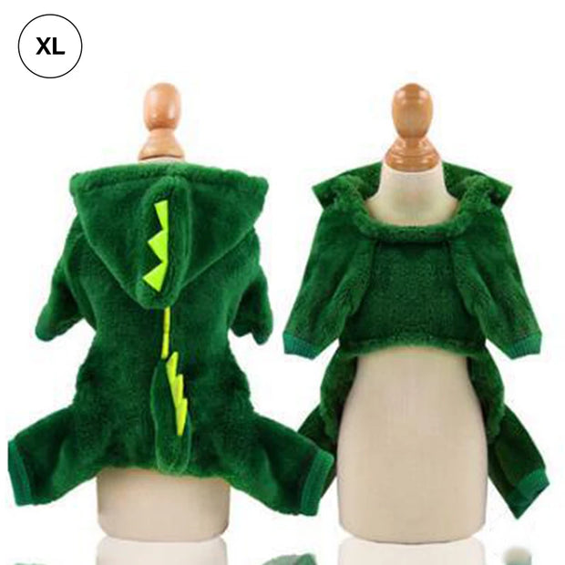 Cozy Dog Costume Dinosaur Winter Plush Coat Keeps Pets Warm