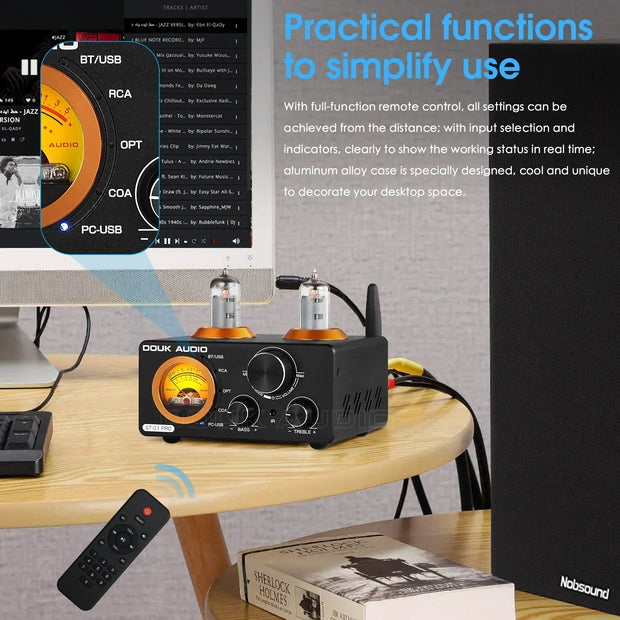 Nobsound HiFi Bluetooth 5.0 Vacuum Tube Amplifier USB DAC Stereo Receiver COAX OPT Home Audio Digital Amp with VU Meter 100W 100W - My Variety Superstore 25