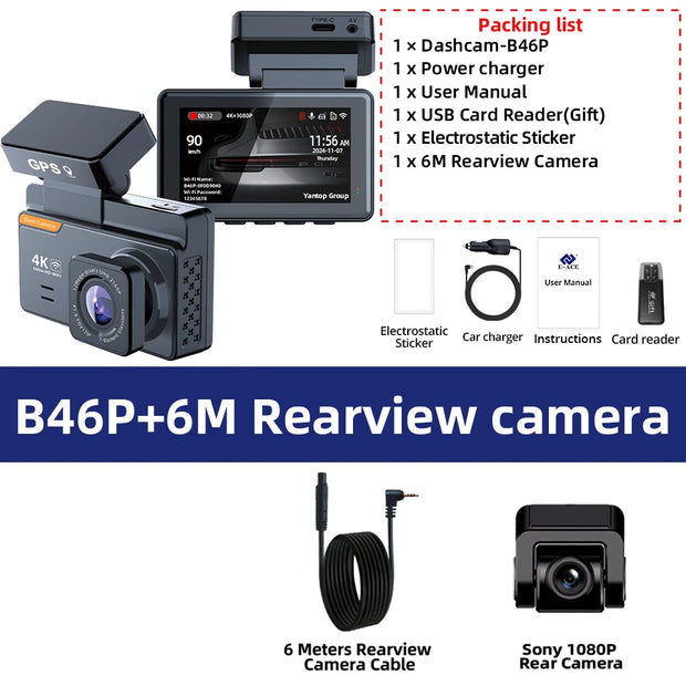4K Dash Cam Car DVR With WIFI GPS Dual Lens Night Vision Front And Rear Camera Black Box - My Variety Superstore 25