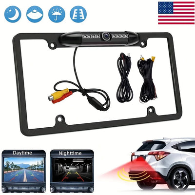US License Plate Frame Rear View Backup Camera with IR LED Night Vision for Car SUV Pickup