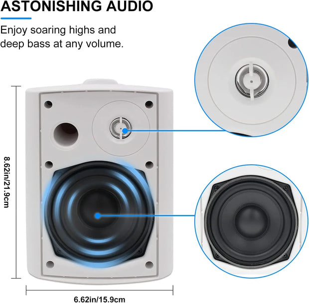 Herdio 5.25 Inch 600 Watts Passive Speakers Full Range Stereo Wired Waterproof Wall Mount Speakers for Patio - My Variety Superstore 25