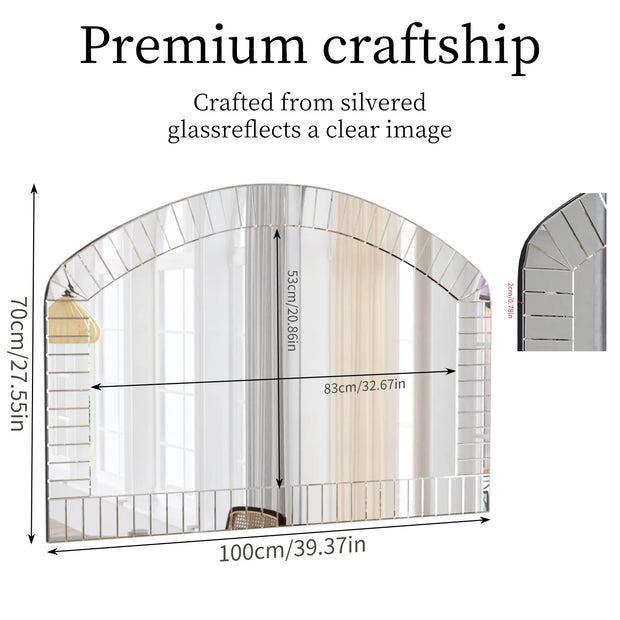 Large Silver Arched Wall Mirror Decorative Venetian Accent Mirror Home Living Room Decor Bling Beveled Edge - My Variety Superstore 25