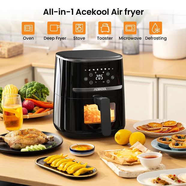 5 Quart Digital Display Air Fryer Toaster Oven Combo with 8 Cooking Presets Oilless Cooker and Dishwasher Safe Basket