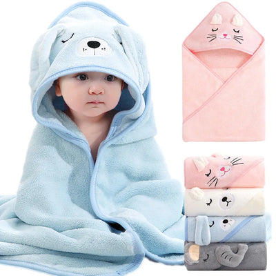 Dreamy Cartoon Animal Hooded Baby Towel Keeps Baby Cozy