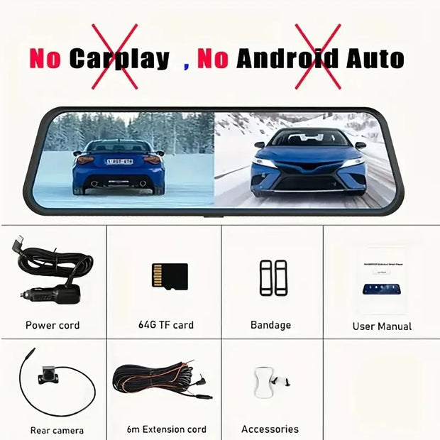 Upgraded 9.66 Inch Full HD CarPlay Screen Mirror Dash Cam with Dual Recording 24 Hour Parking Mode Night Vision and Rear Camera Motion Detection - My Variety Superstore 25