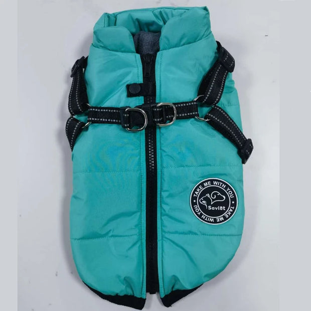 Cozy Waterproof Dog Jacket With Harness Keeps Dogs Warm