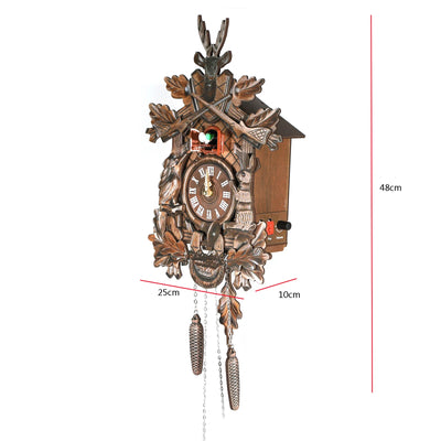 Antique Forest Cuckoo Clock Silent Pendulum Adjustable Sound Deer Rabbit and Bird Design - My Variety Superstore 25