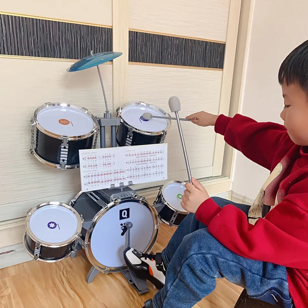 New European And American Children's Rock Drum Instrument Toy Set, Beginner Mini Electroplated Rock Drum Set, Family Practice, I - My Variety Superstore 25