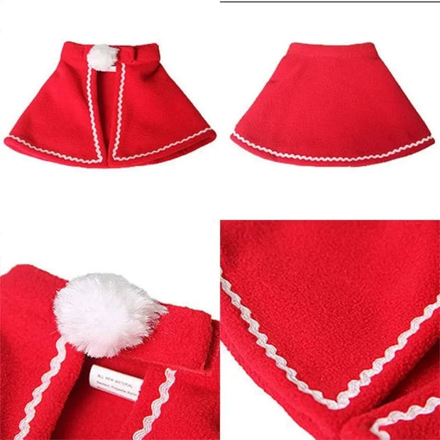 Festive Cat Cloak Scarf With Plush Santa Hat Holiday Fun