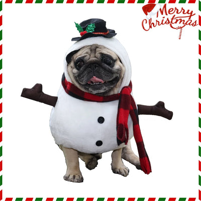 Festive Pet Costume Standing Snowman Keeps Pets Cozy