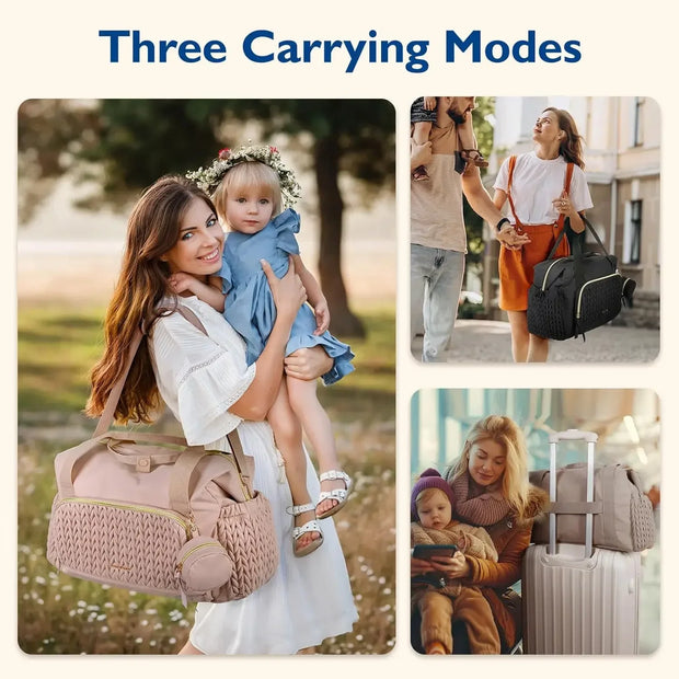 Ultimate Waterproof Diaper Tote Pacifier Pocket Travel Ready