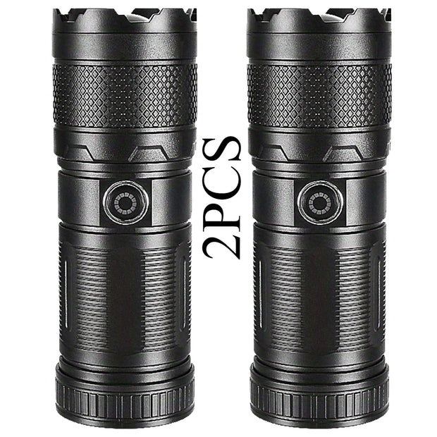 White Laser Ultra Bright LED Flashlight – 9 Modes, Waterproof ABS for Camping & Emergency