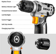 DEKO 126 Piece Power Tool Combo Kits with 8V Cordless Drill, 10MM 3/8'' Keyless Chuck, Professional Household Home Tool Kit Set - My Variety Superstore 25