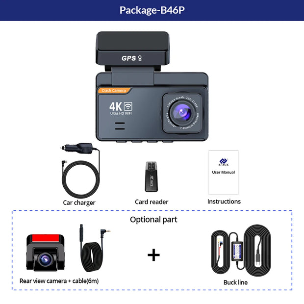 4K Dash Cam Car DVR With WIFI GPS Dual Lens Night Vision Front And Rear Camera Black Box - My Variety Superstore 25