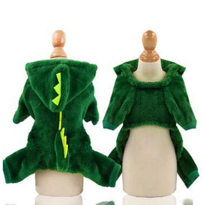 Cozy Dog Costume Dinosaur Winter Plush Coat Keeps Pets Warm