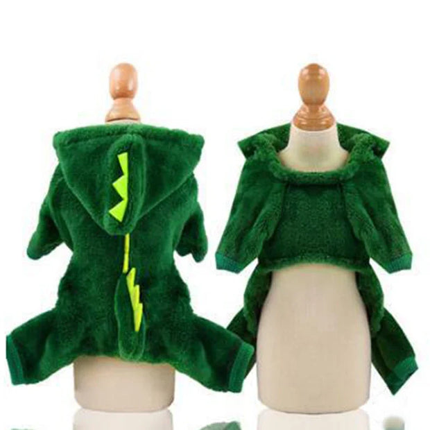 Cozy Dog Costume Dinosaur Winter Plush Coat Keeps Pets Warm