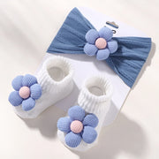 Lovely Baby Headband Socks Set Soft Nylon Floral Comfort