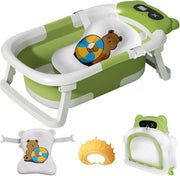 Foldable Baby Bathtub – Real-Time Temp Display, Non-Slip Design & Cushion Support for Shower