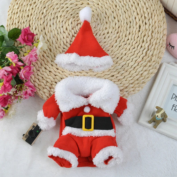 Festive Santa Cosplay Dog Jumpsuit Fleece Lined Keeps Cozy