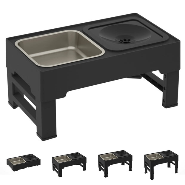 Elevated Dog Food Slow Feeder 4 Adjustable Heights Raised Dog Bowl Stand with Stainless Steel Bowls Anti Slip Dog Water Bowl - My Variety Superstore 25