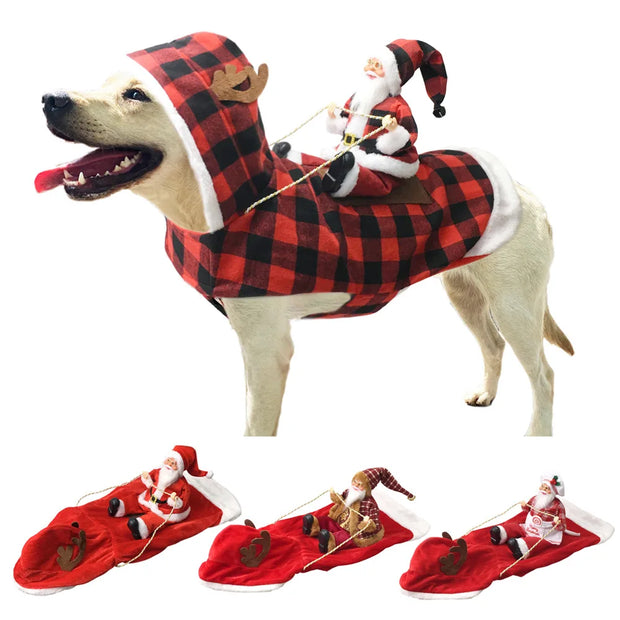 Bold Santa Riding Horse Dog Costume With Adjustable Fit