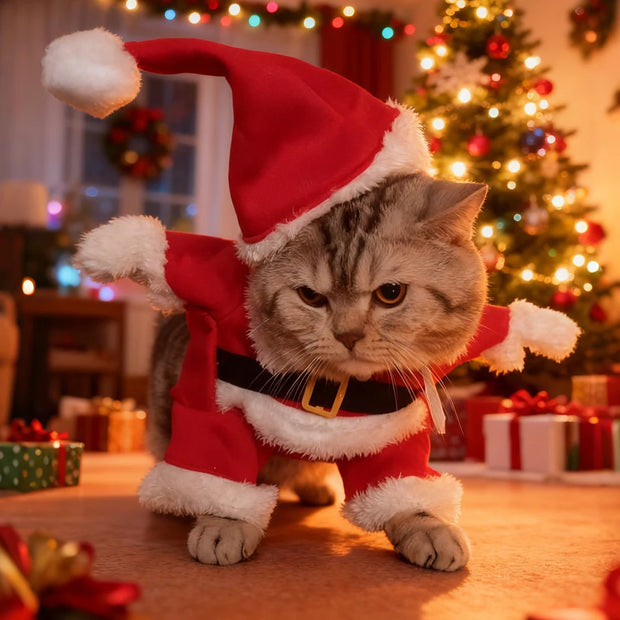 Cheerful Santa Pet Costume For Cats And Dogs Photo Ready
