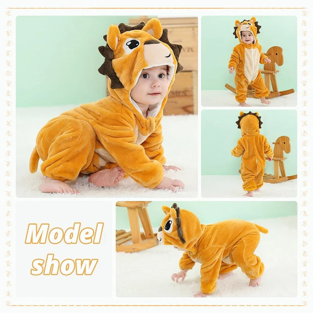 Adorable Dinosaur Baby Romper With Cozy Flannel For Ultimate Warmth