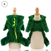 Cozy Dog Costume Dinosaur Winter Plush Coat Keeps Pets Warm