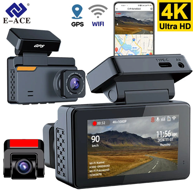4K Dash Cam Car DVR With WIFI GPS Dual Lens Night Vision Front And Rear Camera Black Box - My Variety Superstore 25