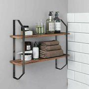 Wall Mounted Rack Display Wood Wall Shelves Rustic 2 Tier Wall Storage Shelf for Bedroom Living Room