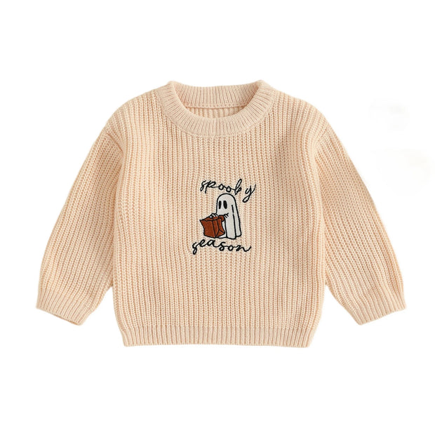 Charming Infant Pumpkin Patch Sweater with Unique Scalloped Hem