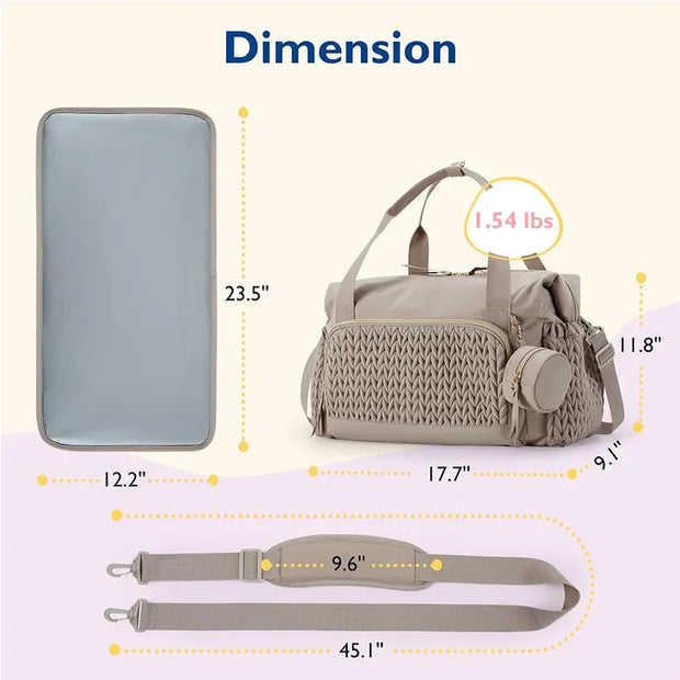 Ultimate Waterproof Diaper Tote Pacifier Pocket Travel Ready