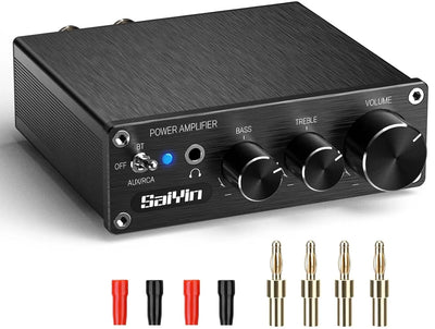Saiyin Power Amplifier Home Audio 80W X 2 Stereo Bluetooth Amplifier Receiver 2.0 Channel Mini Hi-Fi D Type Integrated Amplifier with Headphone Jack and Bass Treble Control - My Variety Superstore 25