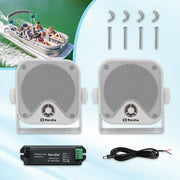 Herdio 4 Inch 100 Watt Heavy Duty Waterproof Boat Marine Bluetooth Speakers Surface Mounted for Camper Skid Steer ATV UTV RZR Golf Cart - My Variety Superstore 25
