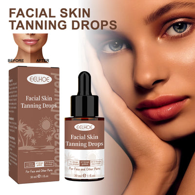 Tanning Face Serum for Body and Face Dark Bronzer Self Tanning Drops Moisturizing Fine Line Repair with Aloe Vera and Jojoba Oil