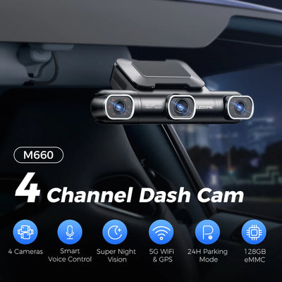 AZDOME 4 Channel Dash Cam 360 Degree View Car DVR 5G WiFi Dash Camera 2K Plus 3 1080P Built in 128GB eMMC 24 Hour Parking - My Variety Superstore 25