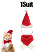 Festive Pet Costume Set Adjustable Santa Hat Scarf Fun