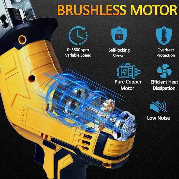 Cordless Reciprocating Saw Compatible With DeWalt 20V Battery 0-3500SPM Variable Speed With 4 Saw Blades Kit Tool Only